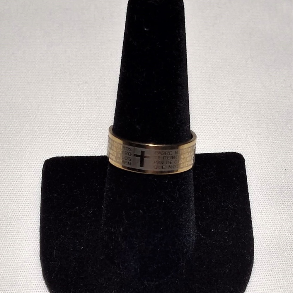 🙏GOLD ETCHED SPANISH LORD'S PRAYER FASHION RING 🙏